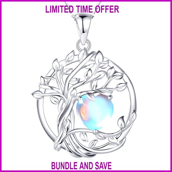 Sterling Silver Tree of Life Birthstone Necklace Adjustable Chain Gift